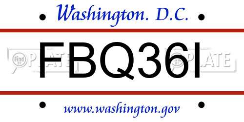 FBQ36I District Of Columbia License Plate