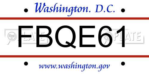 FBQE61 District Of Columbia License Plate