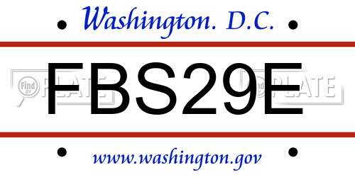 FBS29E District Of Columbia License Plate