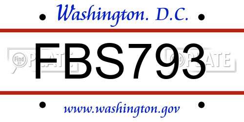 FBS793 District Of Columbia License Plate