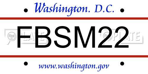 FBSM22 District Of Columbia License Plate