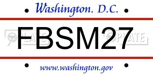 FBSM27 District Of Columbia License Plate