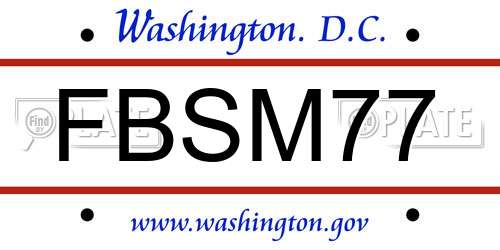 FBSM77 District Of Columbia License Plate