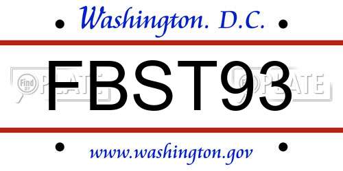 FBST93 District Of Columbia License Plate