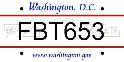 FBT653 District Of Columbia License Plate
