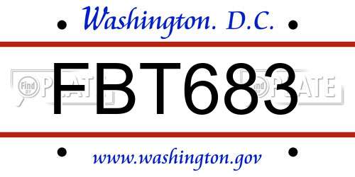 FBT683 District Of Columbia License Plate