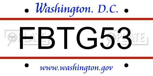 FBTG53 District Of Columbia License Plate