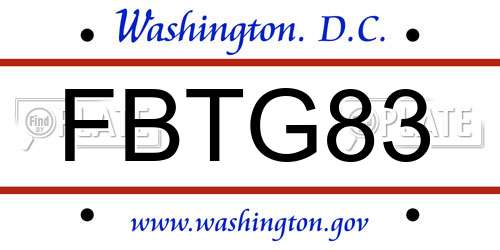 FBTG83 District Of Columbia License Plate
