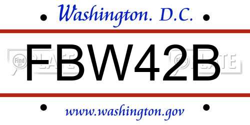 FBW42B District Of Columbia License Plate
