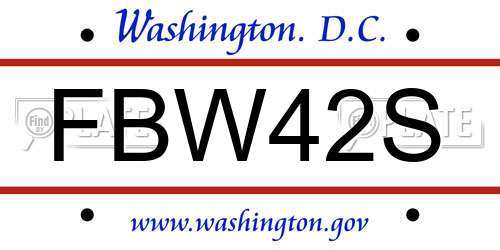 FBW42S District Of Columbia License Plate