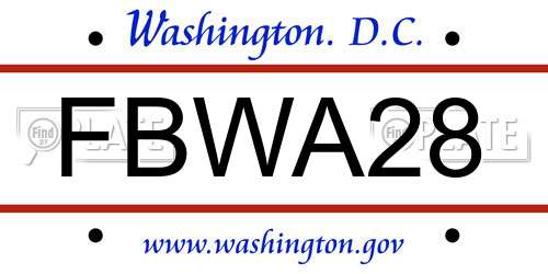 FBWA28 District Of Columbia License Plate