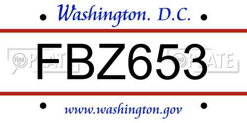 FBZ653 District Of Columbia License Plate