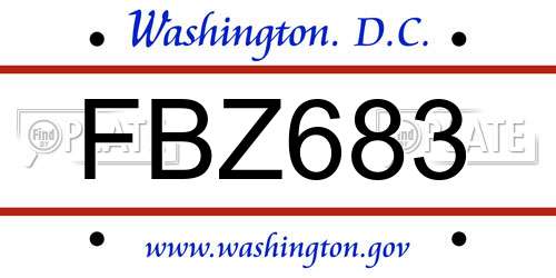 FBZ683 District Of Columbia License Plate