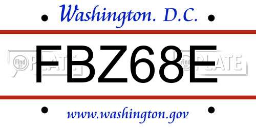 FBZ68E District Of Columbia License Plate