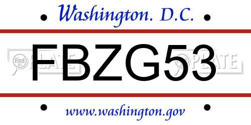 FBZG53 District Of Columbia License Plate