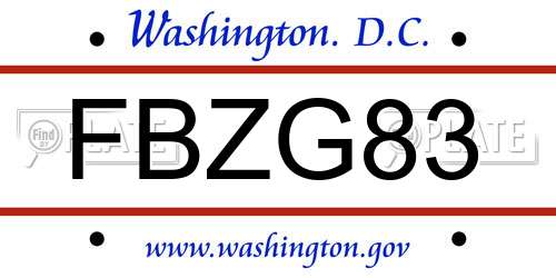 FBZG83 District Of Columbia License Plate