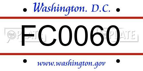 FC0060 District Of Columbia License Plate
