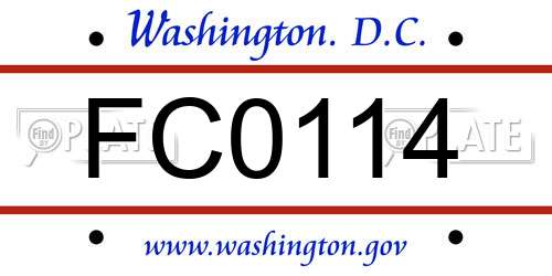 FC0114 District Of Columbia License Plate