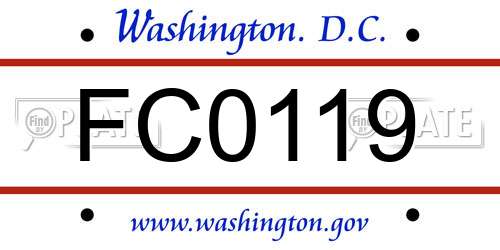 FC0119 District Of Columbia License Plate