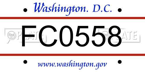 FC0558 District Of Columbia License Plate