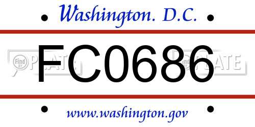FC0686 District Of Columbia License Plate