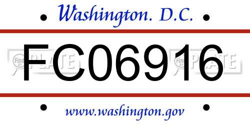 FC06916 District Of Columbia License Plate