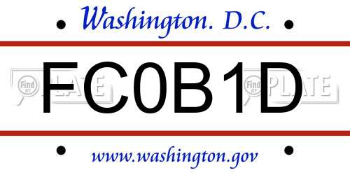 FC0B1D District Of Columbia License Plate