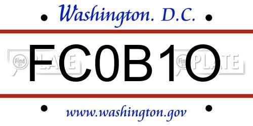 FC0B1O District Of Columbia License Plate