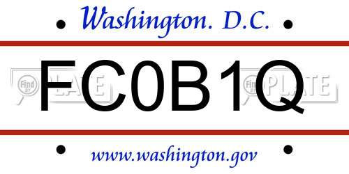 FC0B1Q District Of Columbia License Plate