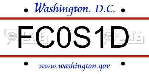 FC0S1D District Of Columbia License Plate