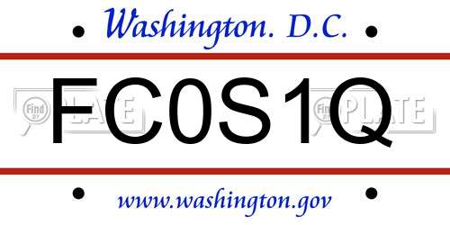 FC0S1Q District Of Columbia License Plate