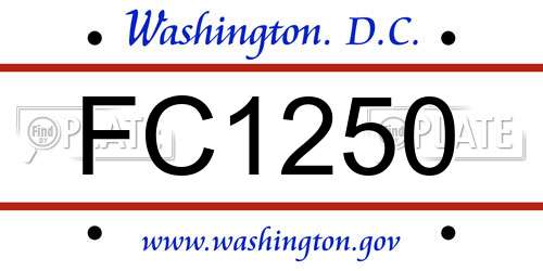 FC1250 District Of Columbia License Plate