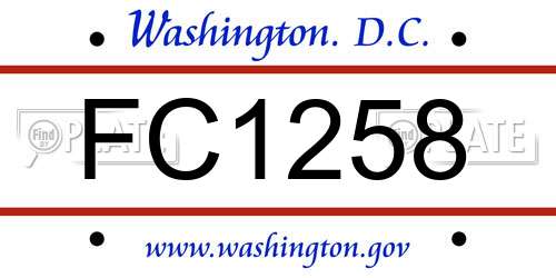 FC1258 District Of Columbia License Plate