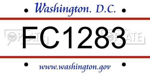 FC1283 District Of Columbia License Plate