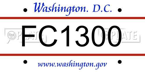 FC1300 District Of Columbia License Plate