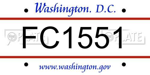 FC1551 District Of Columbia License Plate