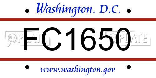 FC1650 District Of Columbia License Plate