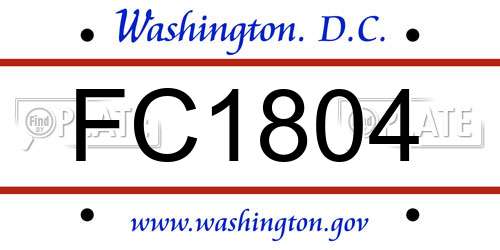 FC1804 District Of Columbia License Plate