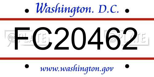 FC20462 District Of Columbia License Plate
