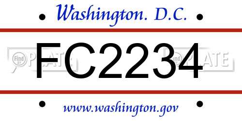 FC2234 District Of Columbia License Plate