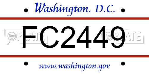 FC2449 District Of Columbia License Plate