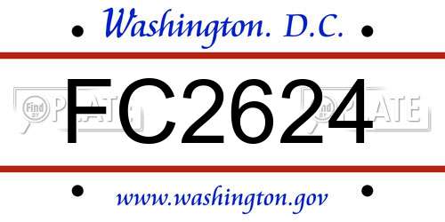 FC2624 District Of Columbia License Plate