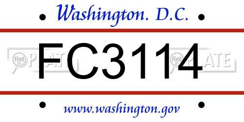 FC3114 District Of Columbia License Plate