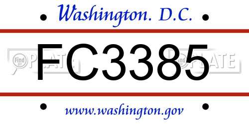 FC3385 District Of Columbia License Plate