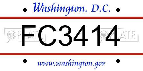 FC3414 District Of Columbia License Plate