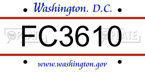 FC3610 District Of Columbia License Plate