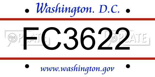 FC3622 District Of Columbia License Plate