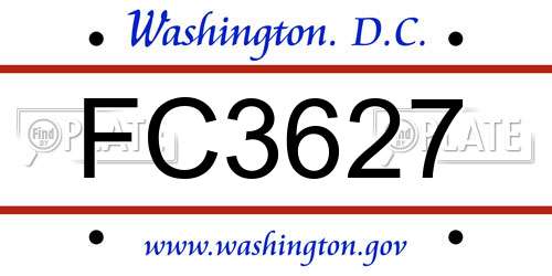 FC3627 District Of Columbia License Plate