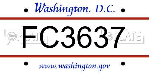 FC3637 District Of Columbia License Plate