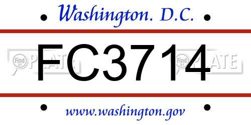 FC3714 District Of Columbia License Plate